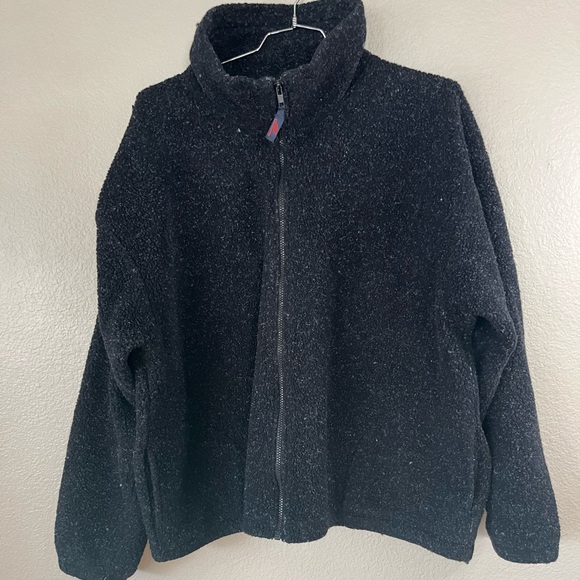 Vintage Catalina Fleece Zip Up Jacket Mens Size L/XL Black with white speckling - Picture 10 of 11